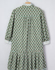 Plus Size Floral Stripe Contrast 3/4 Sleeve Dress