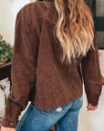 Floral Corduroy Embroidered Button-Front Jacket