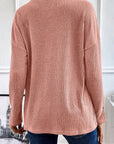 Evie Rib Textured Henley Knit Top
