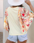 Boho Floral Patchwork Batwing Sleeve Blouse