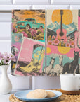 Retro Pop Western set of 2 Kitchen Dish Towels Made in America