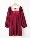 Velvet Tie-Back Square Neck Babydoll Dress
