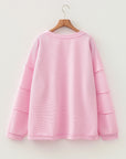 Plus Size Solid Ribbed Drop Shoulder Top