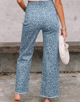 Leopard Frayed Edge High Waist Wide Leg Jeans