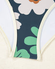 Flower Zip-Up Racerback Top & High Waist Bikini Set