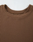 Corded Knit Long Sleeve Top and Shorts Set