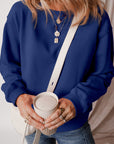 Solid Fleece Lined Drop Shoulder Terry Sweatshirt