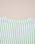 Ashley Stripe Flower Puff Sleeve V Neck Babydoll Blouse