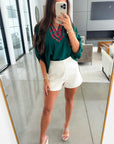 Janiyah Patchwork Half Sleeve Blouse