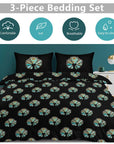 Turquoise Naja Design 3-Piece Bedding Set (1 Duvet Cover + 2 Pillow Shams) – 102"×90"
