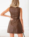 Vegan Leather Sleeveless Mini Dress
