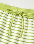 Stripe Collared V-Neck Pullover and Skort Set