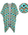Baha Ranch Turquoise Aztec Duster Kimono Coverup