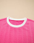 Colorblock Textured Tee & Drawstring Shorts Set