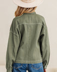 Denim Button-Up Patch Pocket Collared Jacket