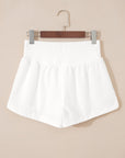 Solid Ribbed Patchwork High Waist Athletic Shorts