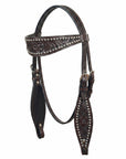 HILASON Western Genuine Leather Horse Headstall Tack Dark Brown Floral