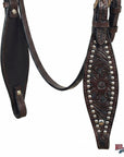 HILASON Western Genuine Leather Horse Headstall Tack Dark Brown Floral