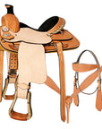 Hilason Western Horse Saddle American Leather Basketweave Ranch Roping Cowboy
