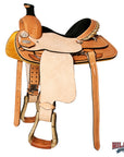 Hilason Western Horse Saddle American Leather Basketweave Ranch Roping Cowboy