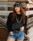 Black Boot Stitch Graphic Sweatshirt