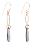Black Mother of Pearl and Bronze Drop Earrings