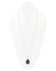 Black Onyx and Sterling Silver Teardrop Pendant Necklace