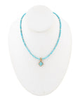 Blue Turquoise Cross Golden Pendant Necklace