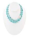 Blue Turquoise Magnesite Sterling Silver Strand Necklace