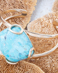 Blue Turquoise Rhombus Statement Cuff Bracelet