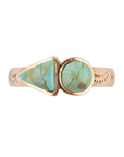 Blue Turquoise Shape Golden Bronze Ring