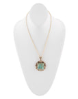 Blue Turquoise Square Golden Pendant Necklace