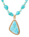 Blue Turquoise Triangle Golden Pendant Necklace