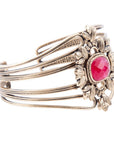 Bordeaux Quartz and Bronze Ornate Cuff Bracelet