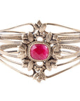 Bordeaux Quartz and Bronze Ornate Cuff Bracelet