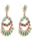 Botanical Green Turquoise Golden Statement Earrings
