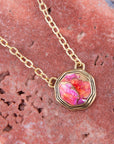 Luca Pink Magenta Spiny Oyster Golden Pendant Necklace