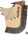 HILASON Western Pro Rodeo Bronc Bull Riding Leather Chinks | Handmade Chaps for Adults Hand Tooled Adult