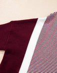 Stripe Colorblock Patchwork Dolman Sleeve Sweater