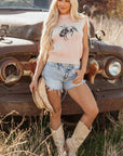 Western Howdy Cowboy Mock Neck Sleeveless Sweater