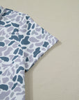 Abstract Camo Polo Collar T-Shirt & Shorts Set