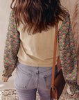 Floral Patchwork Puff Sleeve Sweater