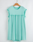 Solid Frilled Trim Short Sleeve Mini Dress