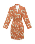 Rust Orange Women's Belted Satin Feel Dressing Lounge Robe