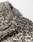 Leopard Denim Raw Hem Elastic Waist Loose Jeans