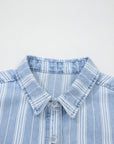 Stripe Denim Chest Pocket Boyfriend Shacket