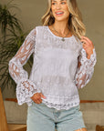 Tassa Mesh Flounce Sleeve Blouse