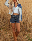 Kikki Detail Distress Denim Jacket