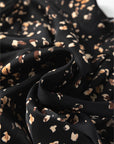 Leopard Lantern Sleeve Pleated Blouse