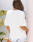 Lisa Layered Star Patched Half Sleeve Loose Top